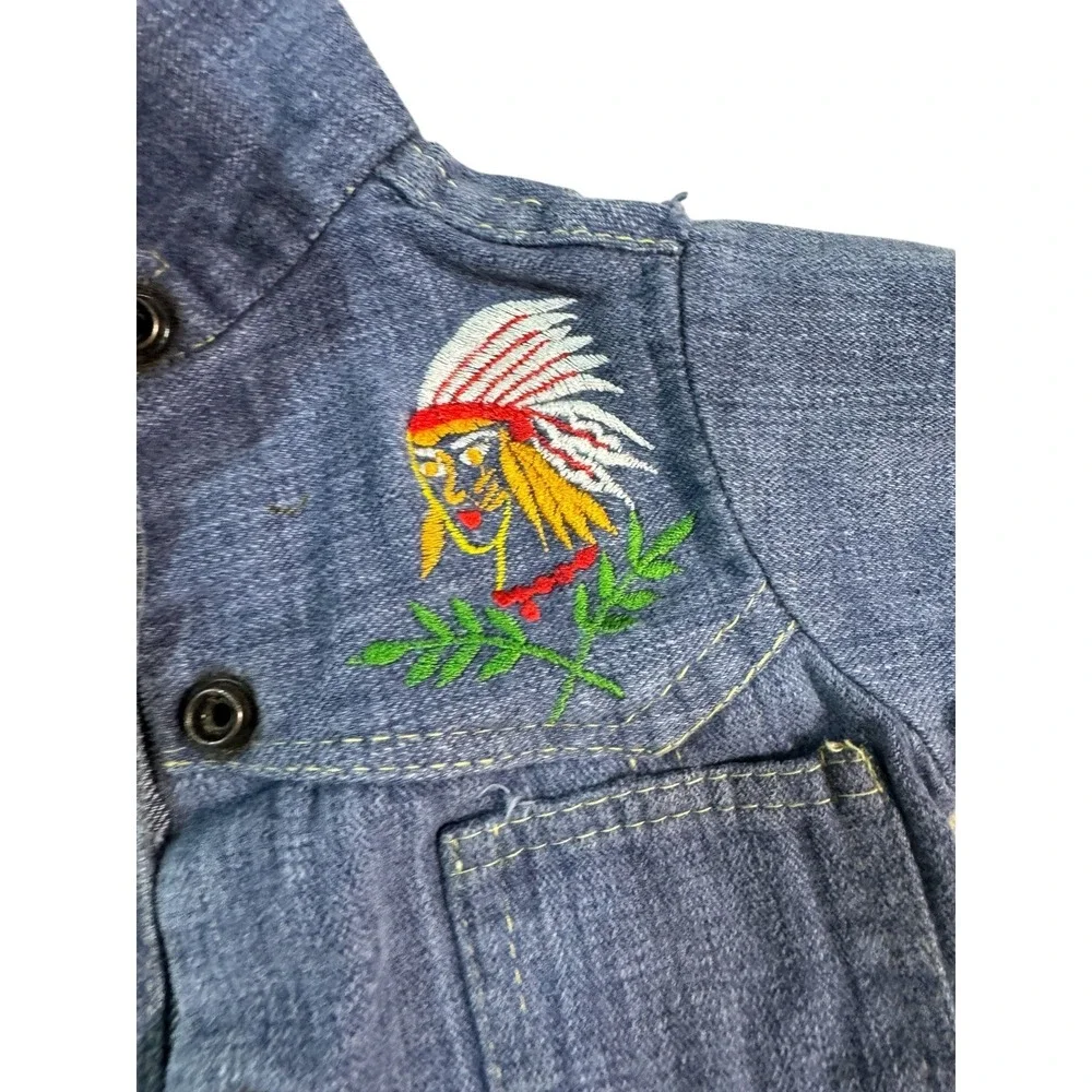 Vintage Denim Jacket‎ Kids Embroidered Western Tipi Indian Sun Toddler size 2